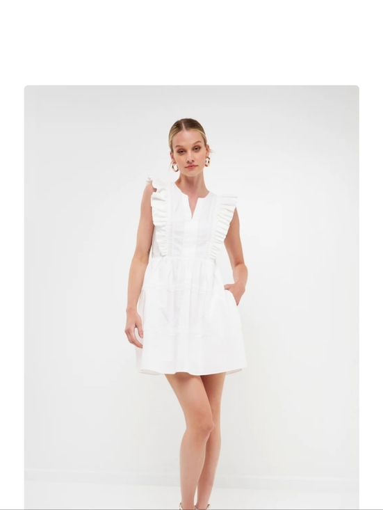 Endless Rose White Ruffle V-Neck Mini Dress